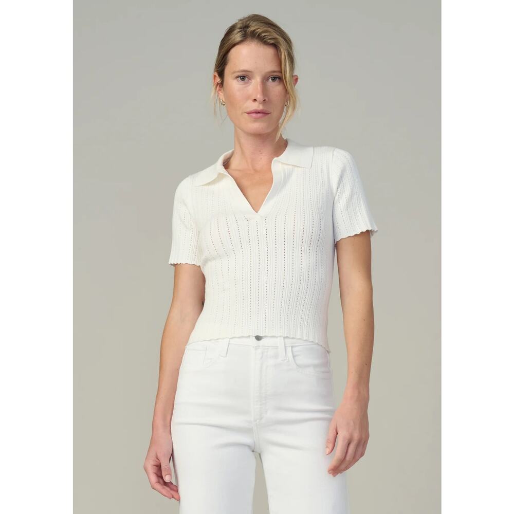 Joe's Jeans The Jess Pointelle Polo Shirt - Milk NWT SIZE XS S L